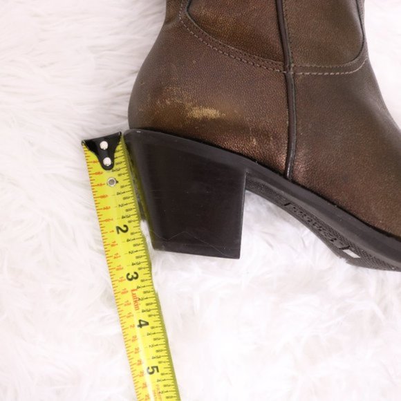 Franco Sarto leather bronze metallic cowboy boots - Picture 11 of 14